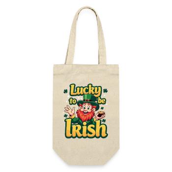 Lucky to be Irish – St. Patrick’s Day Leprechaun - Geschenkbeutel für Flaschen - Natur - Vorne
