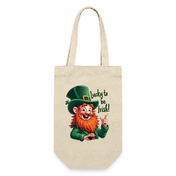 Lucky to be Irish – St. Patrick’s Day Leprechaun - Geschenkbeutel für Flaschen - Natur - Vorne