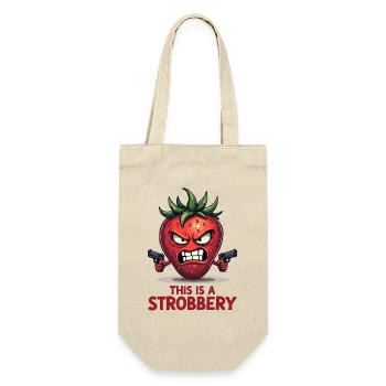 This Is A Strobbery – Lustige Erdbeer Gangster - Geschenkbeutel für Flaschen - Natur - Vorne