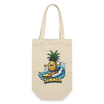 Ananas Surfer Surfen Feel the Summer - Geschenkbeutel für Flaschen - Natur - Vorne
