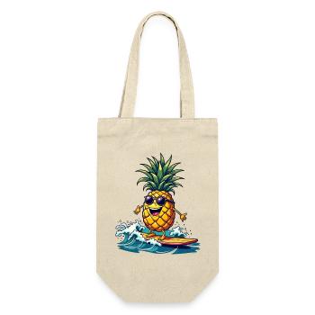 Ananas Surfer Surfen Feel the Summer - Geschenkbeutel für Flaschen - Natur - Vorne