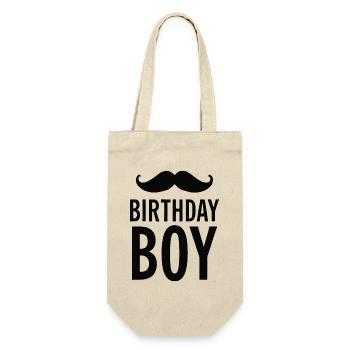 Birthday Boy – Geburtstag mit Schnurrbart - Geschenkbeutel für Flaschen - Natur - Vorne