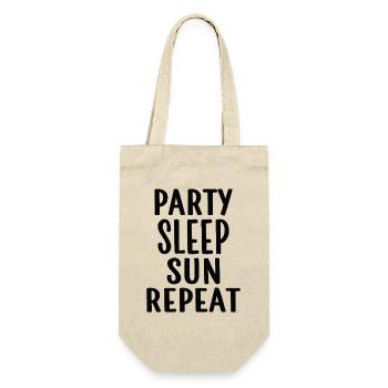 Party Sleep Sun Repeat – Sommer Lifestyle - Geschenkbeutel für Flaschen - Natur - Vorne