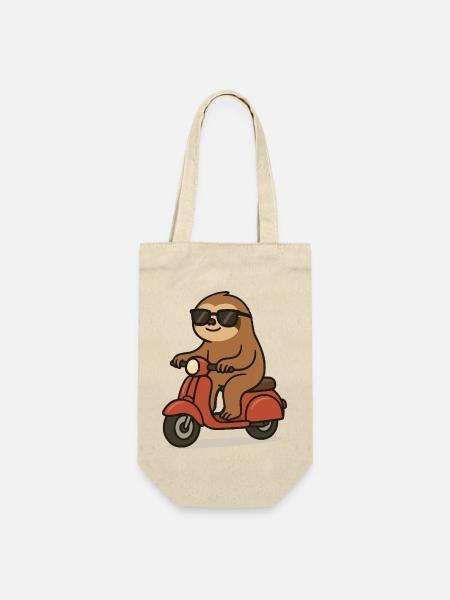 faultier comic moped - Geschenkbeutel für Flaschen - Natur