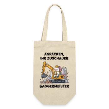 Einhorn Baggermeister - Geschenkbeutel für Flaschen - Natur - Vorne