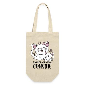 Ich werde eine große Cousine - Katzen Baby Katze - Geschenkbeutel für Flaschen - Natur - Vorne