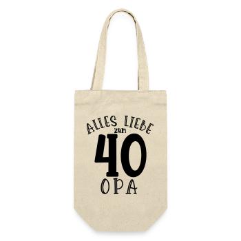 Alles Liebe zum 40. Geburtstag Opa  - Geschenkbeutel für Flaschen - Natur - Vorne