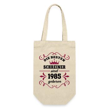 Schreinerin Geburtstag Jahrgang 1985 Schreiner 85 - Geschenkbeutel für Flaschen - Natur - Vorne