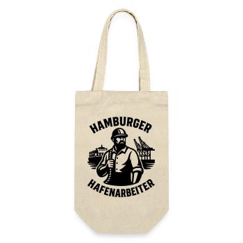Hamburger Hafenarbeiter - Geschenkbeutel für Flaschen - Natur - Vorne