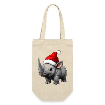Nashörner Christmas / Rhino Weihnachten - Geschenkbeutel für Flaschen - Natur - Vorne