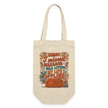 Living Life Offline Retro - Geschenkbeutel für Flaschen - Natur - Vorne