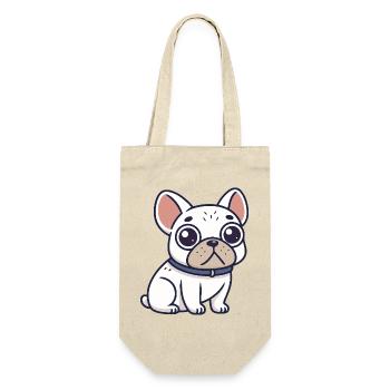 Bouledogue Blanc Cartoon Collier - Sac à bouteille - nature - Devant