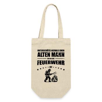Alter Mann - Feuerwehr Geschenk Feuerwehrmann - Geschenkbeutel für Flaschen - Natur - Vorne