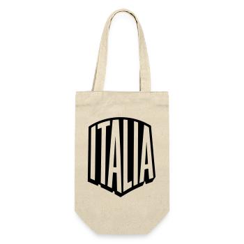 Italia - Italien Aufschrift, Schriftzug  - Geschenkbeutel für Flaschen - Natur - Vorne