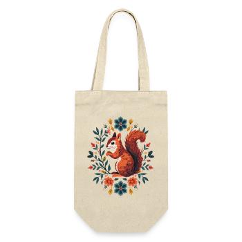 Eichhörnchen im Blumenkranz - Geschenkbeutel für Flaschen - Natur - Vorne
