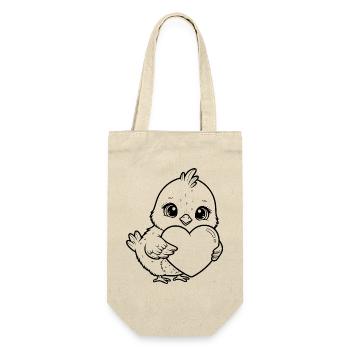 Petit poussin mignon au cœur – Design d’animal mignon - Sac à bouteille - nature - Devant