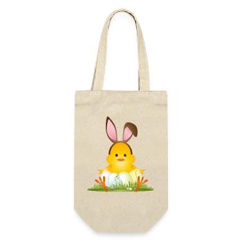 Cute Easter chick with bunny ears & Easter eggs - Gift Bag for Bottles - nature - Front