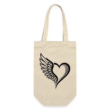 Angel Wings Herz-Logo - Geschenkbeutel für Flaschen - Natur - Vorne
