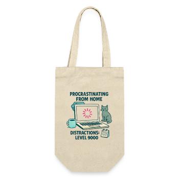 Humor, Prokrastination, Telearbeit, Chat und Kaffee - Geschenkbeutel für Flaschen - Natur - Vorne