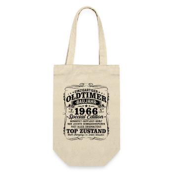 60. Geburtstag 1966 Oldtimer Geschenk Retro - Geschenkbeutel für Flaschen - Natur - Vorne