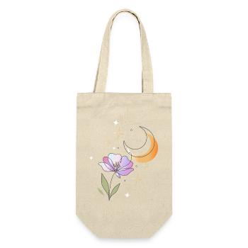 Blume mit Mond Line Art Illustration  - Geschenkbeutel für Flaschen - Natur - Vorne