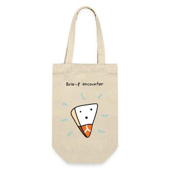 Brie-f Encounter Funny Cheese Pun Cartoon Design - Gift Bag for Bottles - nature - Front