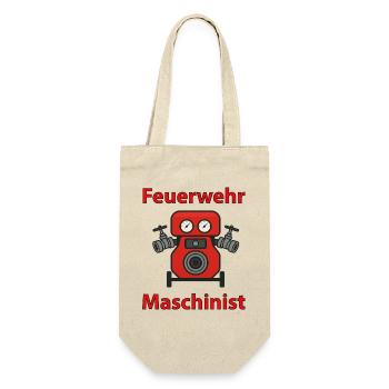 Feuerwehr Maschinist Cartoon - Geschenkbeutel für Flaschen - Natur - Vorne