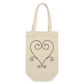 Wirbelherz-Design - Geschenkbeutel für Flaschen - Natur - Vorne