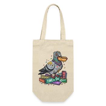 Schlaue Taube auf Bücherstapel - Geschenkbeutel für Flaschen - Natur - Vorne