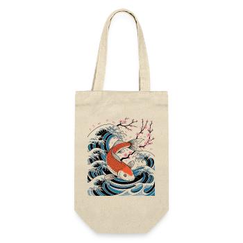 Sakura Wave Koi Japanische Kunst - Geschenkbeutel für Flaschen - Natur - Vorne