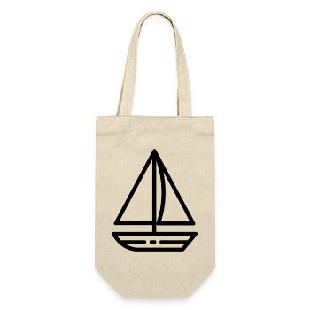 Segelschiff - Geschenkbeutel für Flaschen - Natur - Vorne