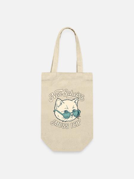 Faule Lustige Katze - Geschenkbeutel für Flaschen - Natur