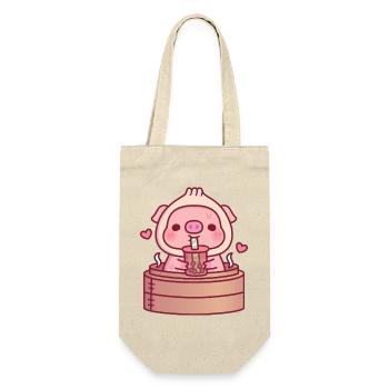 Le mignon cochon Xiao Long Bao boit du thé boba dans un vapeur - Sac à bouteille - nature - Devant