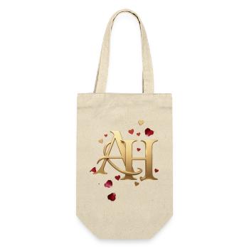 Goldenes AH Herzensschrift - Geschenkbeutel für Flaschen - Natur - Vorne