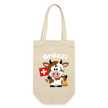 Grüezi Kuh 2 - Geschenkbeutel für Flaschen - Natur - Vorne