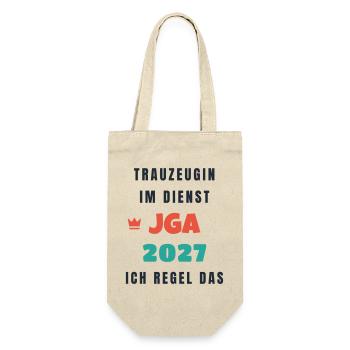 Trauzeugin im Dienst JGA 2027 ich regel das - Geschenkbeutel für Flaschen - Natur - Vorne