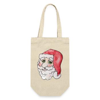 Verspieltes Aquarell-Weihnachtsmannporträt - Geschenkbeutel für Flaschen - Natur - Vorne