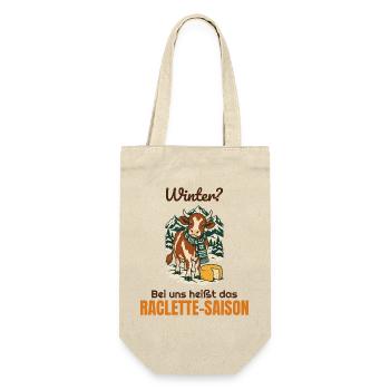 Winter? Bei uns heißt das Raclette-Saison - Geschenkbeutel für Flaschen - Natur - Vorne