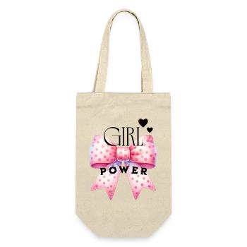 Girl Power - Schleife - Geschenkbeutel für Flaschen - Natur - Vorne