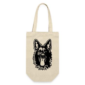 Deutscher Schäferhund Kopf - Geschenkbeutel für Flaschen - Natur - Vorne