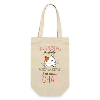 La vie n'est pas parfaite mais j'ai mon chat - Sac à bouteille - nature - Devant