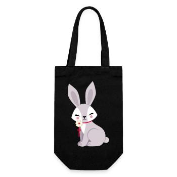 Hase - Geschenkbeutel für Flaschen - Schwarz - Vorne