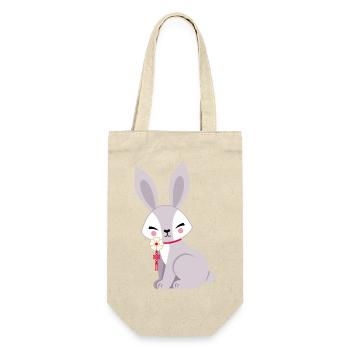 Hase - Geschenkbeutel für Flaschen - Natur - Vorne
