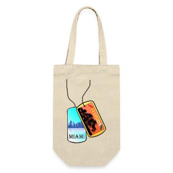 Erkennungsmarke FLORIDA Miamiskyline Strand - Geschenkbeutel für Flaschen - Natur - Vorne