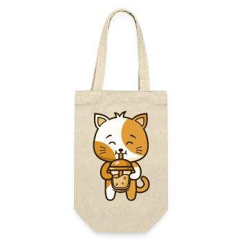 Eine lustige Katze Kätzchen trinkt Boba Tea Bubble - Geschenkbeutel für Flaschen - Natur - Vorne