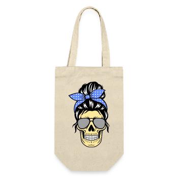 Skull - Femme avec des lunettes de soleil, rétro - Sac à bouteille - nature - Devant