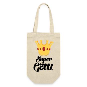 Super Götti bescht Götti Patenonkel Schweiz - Geschenkbeutel für Flaschen - Natur - Vorne