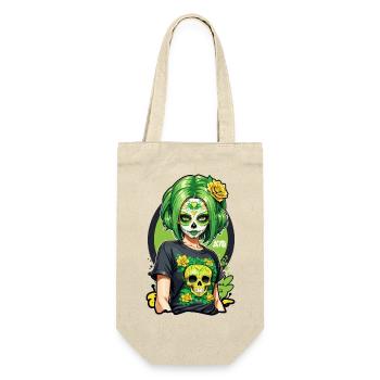 Sugar Skull Girl with Green Hair & Single Roses - Gift Bag for Bottles - nature - Front