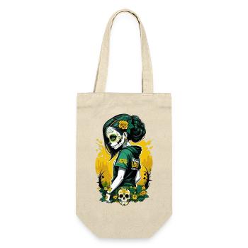 Sugar Skull Girl with Green Hair & Flowered Skull - Gift Bag for Bottles - nature - Front
