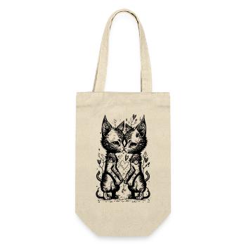 STRANGE CATS - küssende Katzen - Geschenkbeutel für Flaschen - Natur - Vorne
